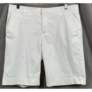 Banana Republic Women 10 Avalon Shorts White Stretch Bermuda Flat Front 10 inch